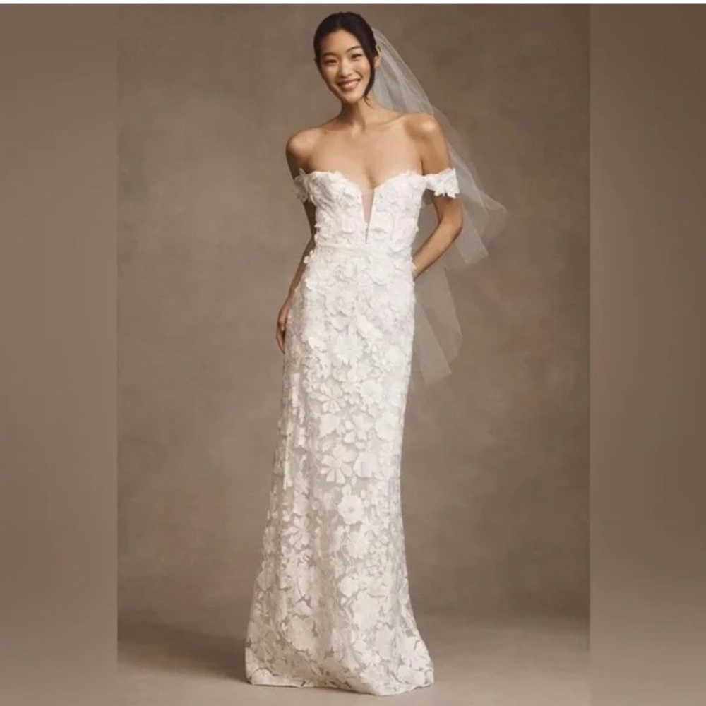 Jenny Yoo Josephine Lace Wedding Dress NWT Off Shoulder Bridal Gown Size 4 - Picture 4 of 12